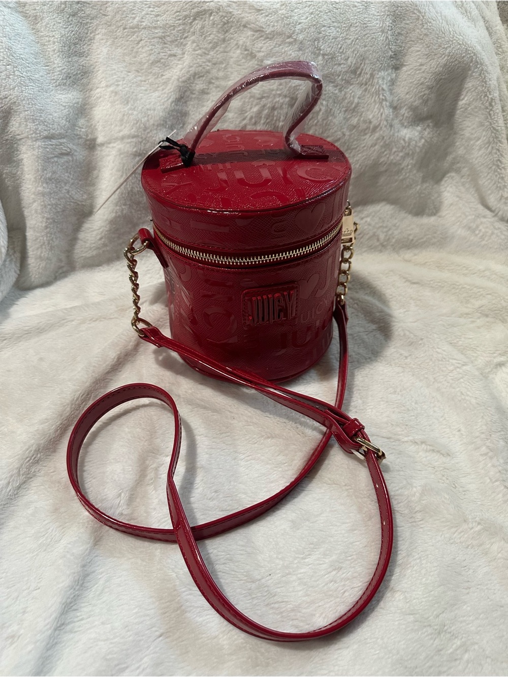 Juicy Couture Red Patent Cylinder Crossbody Satchel